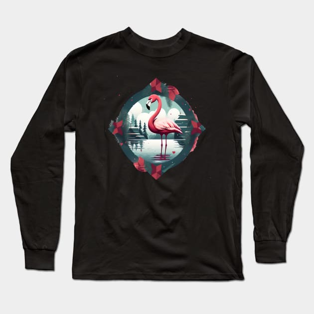 Flamingo Flock Sunset, Love Flamingos Long Sleeve T-Shirt by dukito